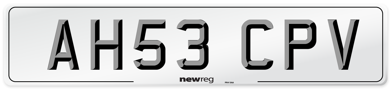 AH53 CPV Number Plate from New Reg